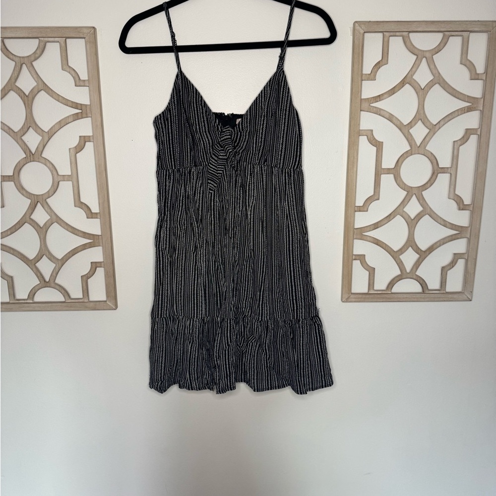 Beach Vacation Black and White Striped Women's Dress